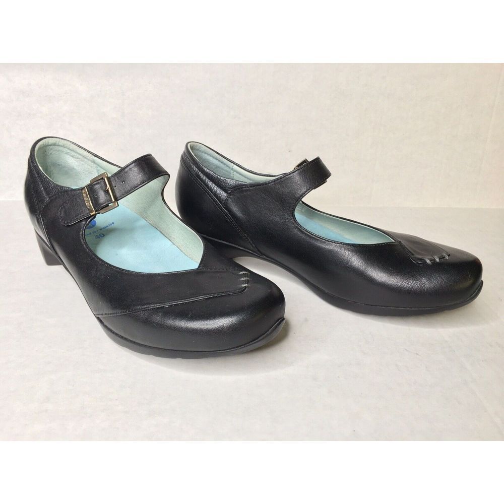 Wolky Argentina Strap Black Brushed Leather Mary Jane Heels 40 8.5 - 9 7806